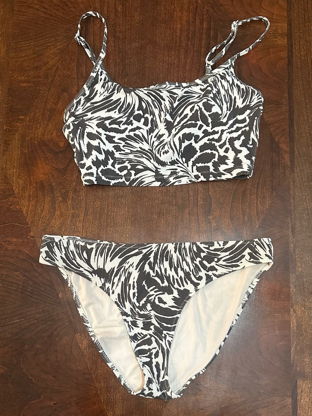 aerie Black & White Swirl Ribbed Bikini Set